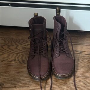 Dr. Martens Maroon Canvas Boots